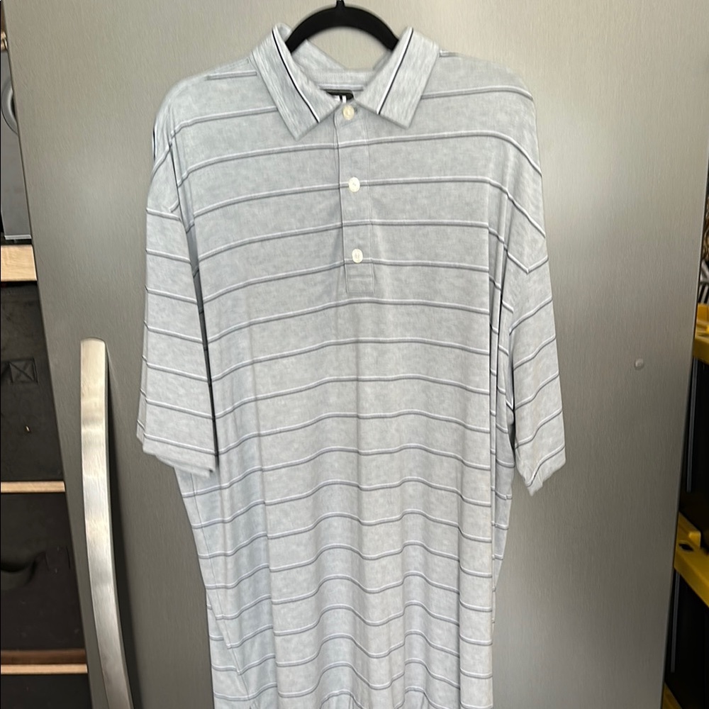 Men's Gray Striped Polo Shirt